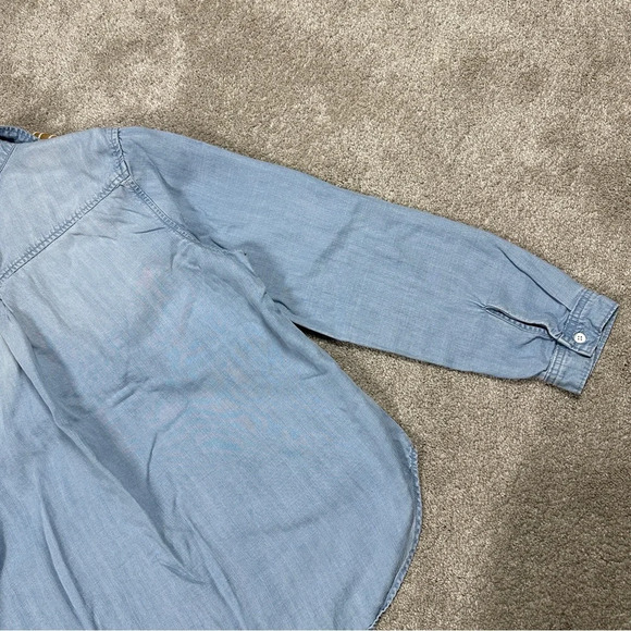 Cloth & Stone Long Sleeve Point Collar Chambray Denim Shirt Button Front Blue L - Picture 12 of 16